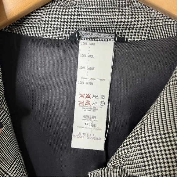 Gianni Versace Plaid Button Front Jacker Black and White Size 54 (XXL) Vintage - Picture 8 of 10